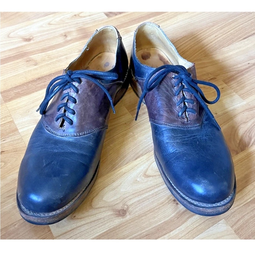 Bed Stu Black and Brown Leather Oxfords Handcrafted Men Sz 9